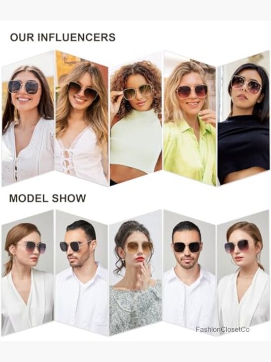 Oversized Square Metal Frame Sunglasses UV Protection main image 4